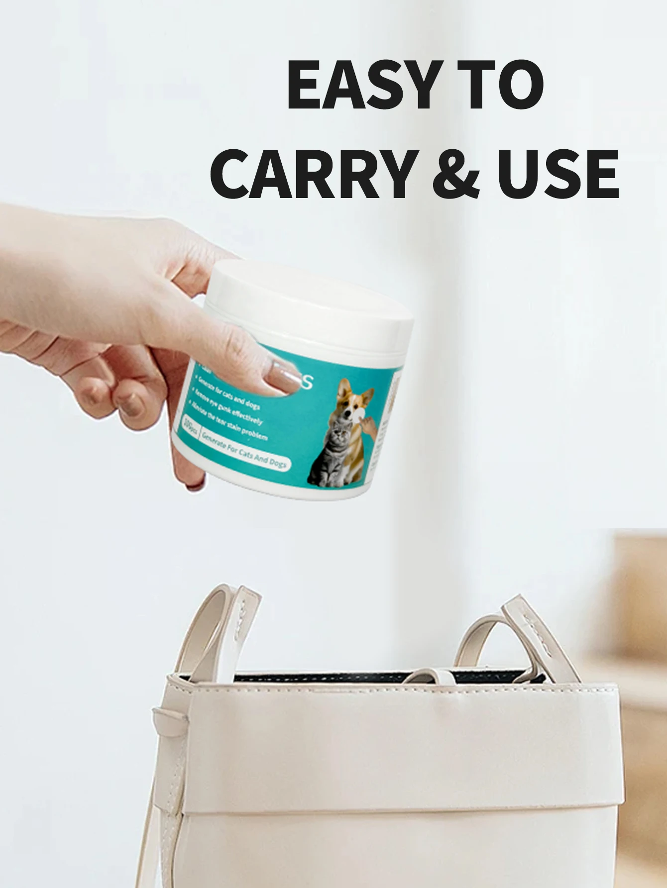 Eco-Friendly Dog Cleaning Gloves Disposable Natura Pet Grooming Wet Wipes Alcohol-Free for eyes Easy Cleaning