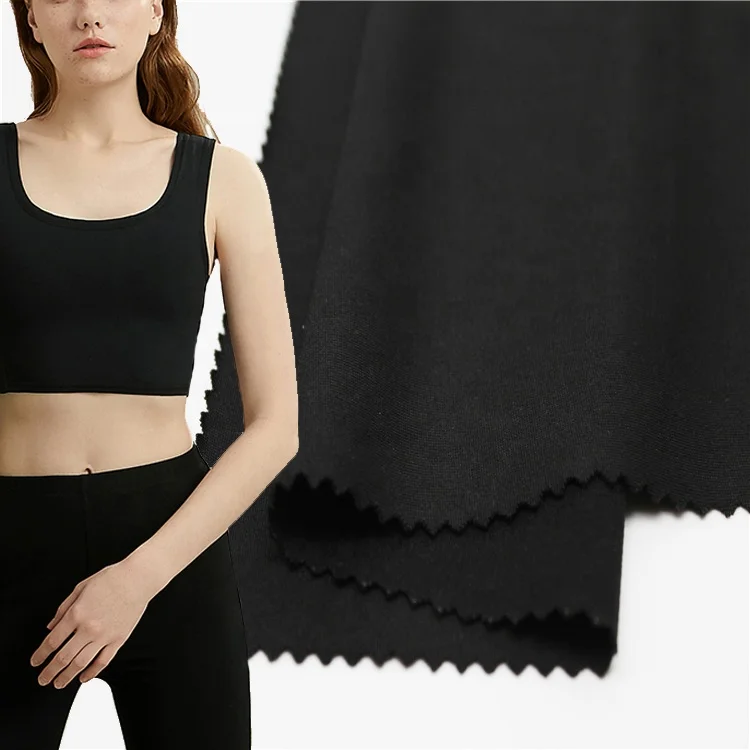 DTY Polyester Spandex Knitting 4-way Stretch Single Jersey T-shirt 1668 Solid Color Spandex Fabric Knitted Custom Plain Dyed