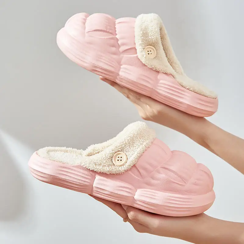 2023 Winter New EVA Cotton Slippers Women Winter Waterproof Home Indoor Thick-soled Slippers Fashion Fur Slippers Winter Shoes