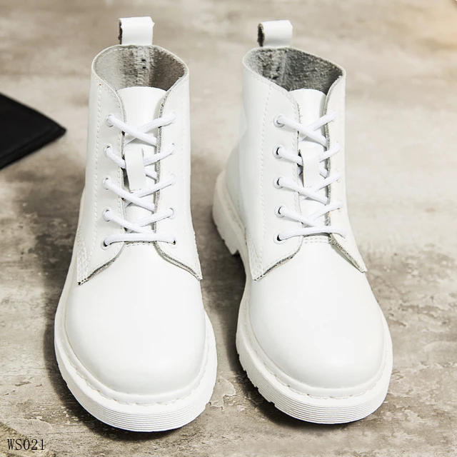 Genuine Leather Women white ankle Boots motorcycle Boots Female Autumn Winter Shoes Woman punk Motorcycle Boots