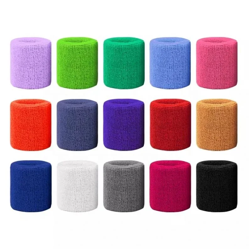 Sport Wristband Sweat Absorbing Stretchable Multi Color Embroidery Cotton Wrist Sweatband