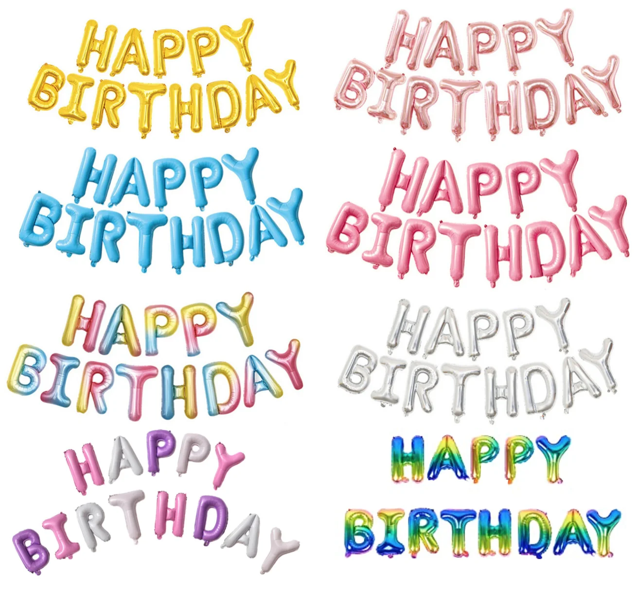 16 inch Happy Birthday Balloons Banner Balloon Bunting Party Decoration Inflating Decor Letter Foil Balloon Party