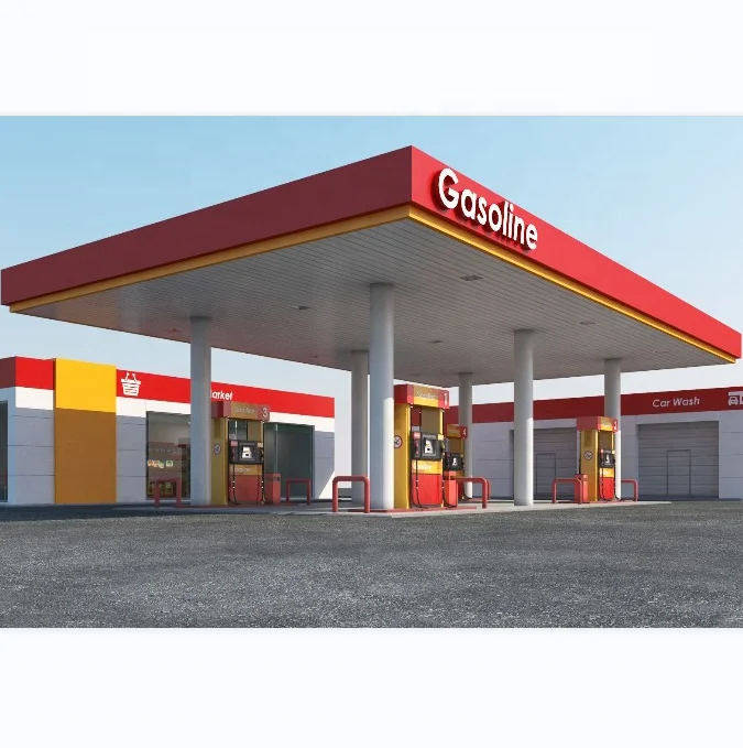 High Quality Steel Space Frame Gas Station/Petrol Station Canopy Construction
