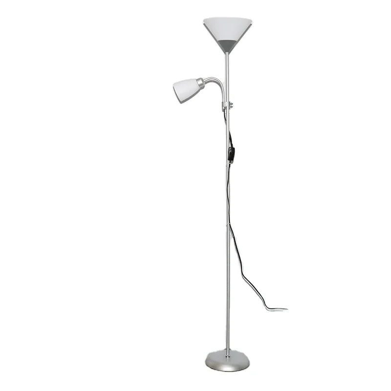 Latest style fashion modern double end shade wooden high standing functional floor lamp