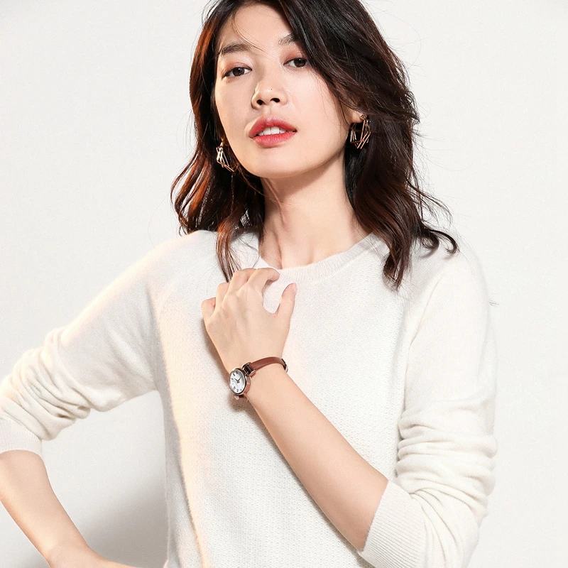 2020 Custom Soft Warm Winter Women Loose Round Neck Ladies 35% Cashmere 65% Merino Wool Sweater