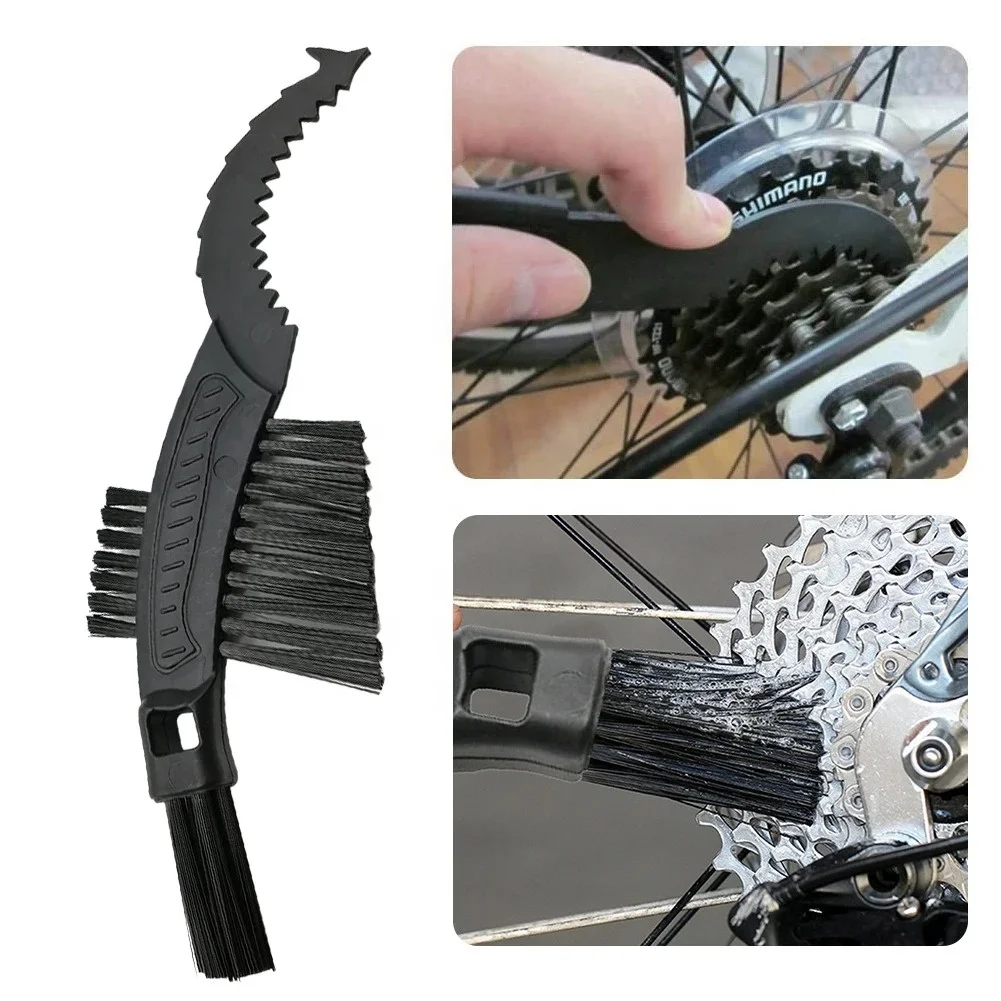 Bike Cleaning Brush with Three Heads for Bicycle Cleaning Chains Washer Flywheels Cassette Sprockets Bicycle Scrubber Brush Tool