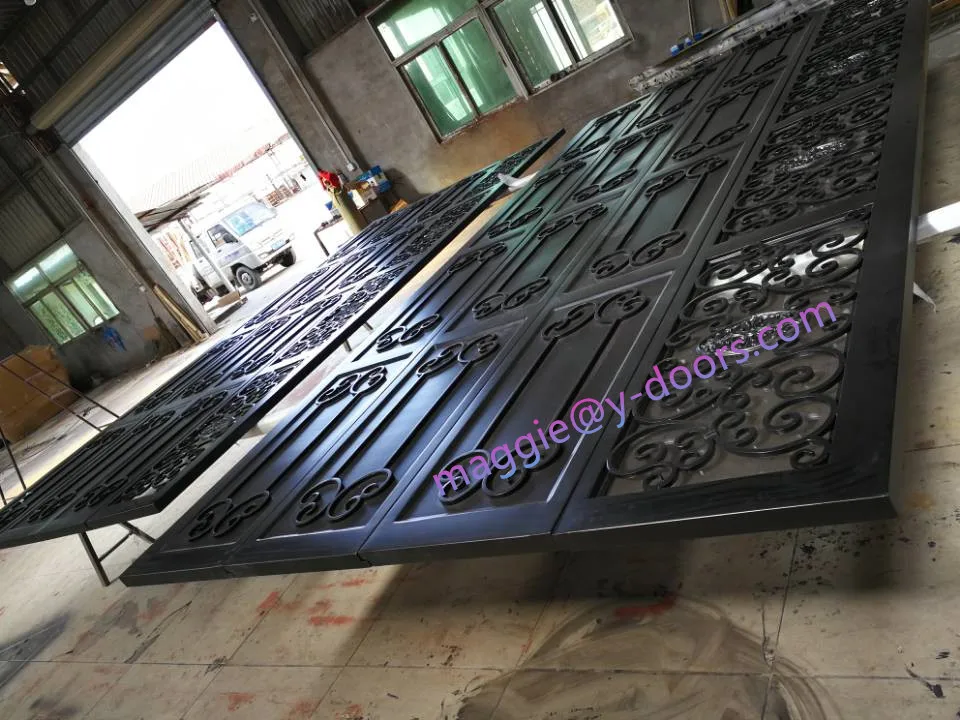 US Standard Wrought Iron Garage Door Panels for Exterior Car Entry control by electric motor