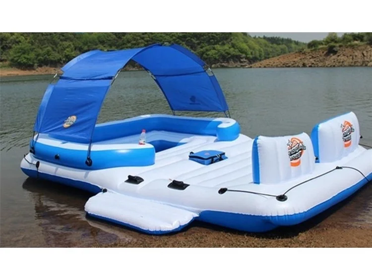 
Stock Sale 6 Person Inflatable Water Floating Island Adult Leisure Water Island Shade Boat 