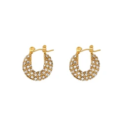 Luxury Shining Zircon Chunky Hoop Earring 18k Gold Plated Stainless Steel Hoop Earring Tarnish Free Jewelry