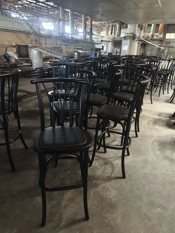 Hot Sale Luxury Wedding Wing Chair Stackable Style Wooden Vintage Twig back chair with Rattan Seat black color