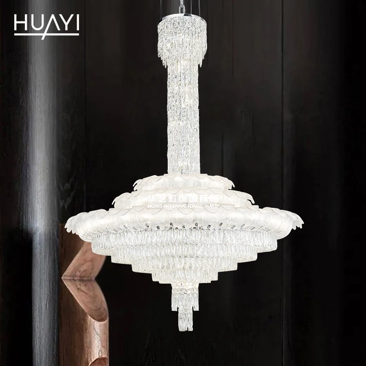 Customization Unique Luxury Crystal Decorative Villa Staircase Foyer Large Hotel Wedding Metal Big Chandelier For High Ceilings