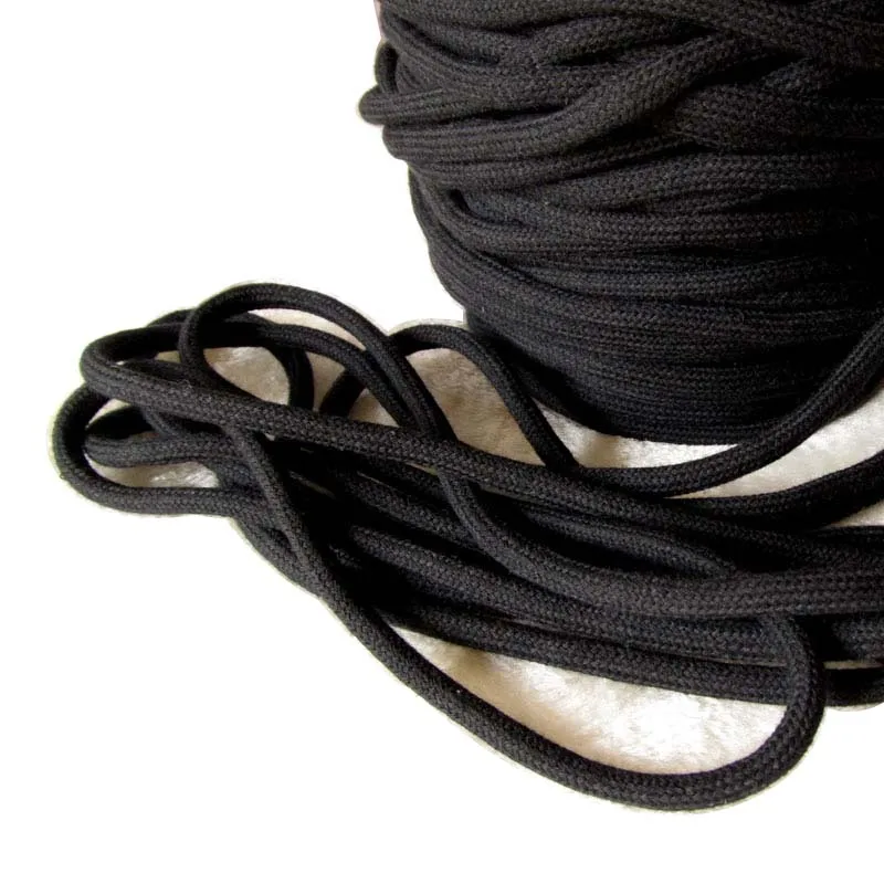 RC03 Manufacturer hot selling clothing accessories drawstring 6mm black terylene encryption core round rope