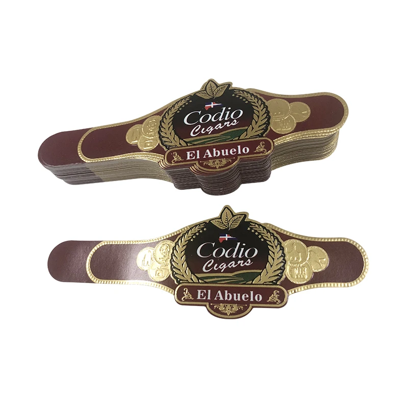 Wholesale Custom Printing Self Adhesive Private Roll Die Cut Embossed Logo Hologram Cuban Weed Cigar Band Sticker Label For Sea