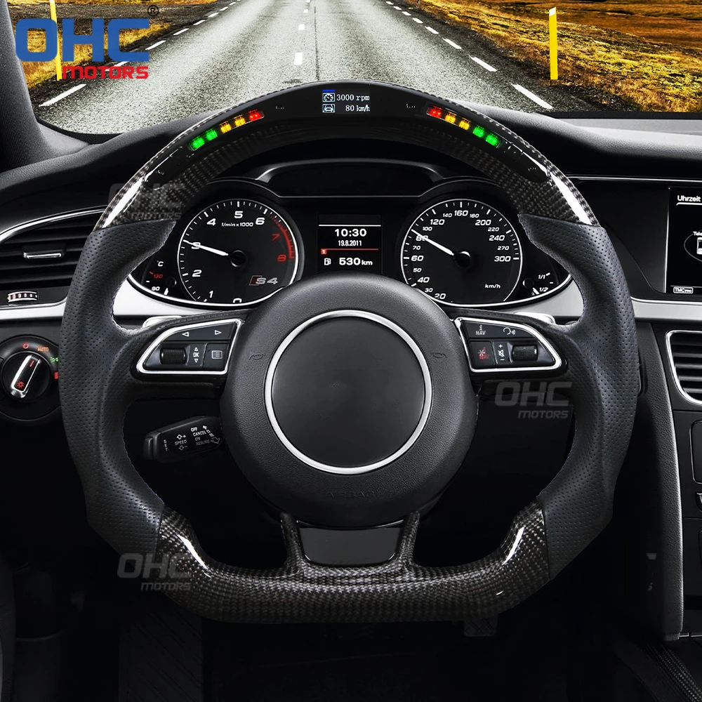 Настоящее светодиодное рулевое колесо из 100% углеродного волокна для Audi SQ5 RS3 RS4 RS5 RS6 RS7 S3 S4 S5 S6 S7 от 2012