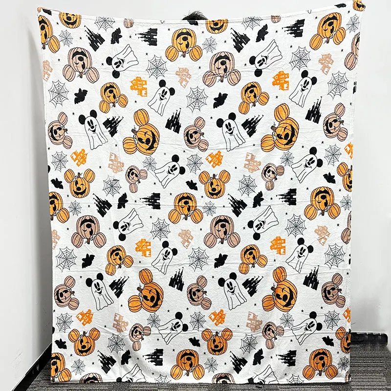 No Moq Free Custom Labels Prints Mickyed Mouses Throw Blanket Soft Plush Christmas Halloween Gifts Fleeced Blankets