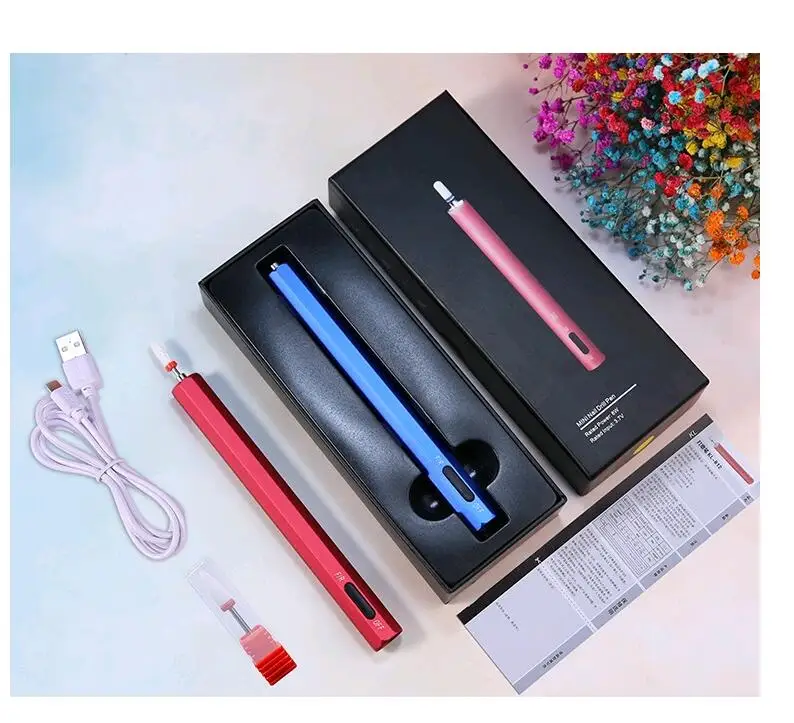 
7 Colors Nail Drill Pen Milling Cutter Removing Polish Tool USB Rechargeable Electric Manicure Nail Drill Machine With LED Light 