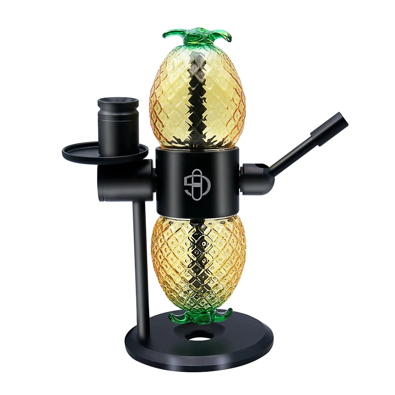 Hot selling shisha hookah set 360 degree rotation capsule pineapple glass shisha Gravity Hookah
