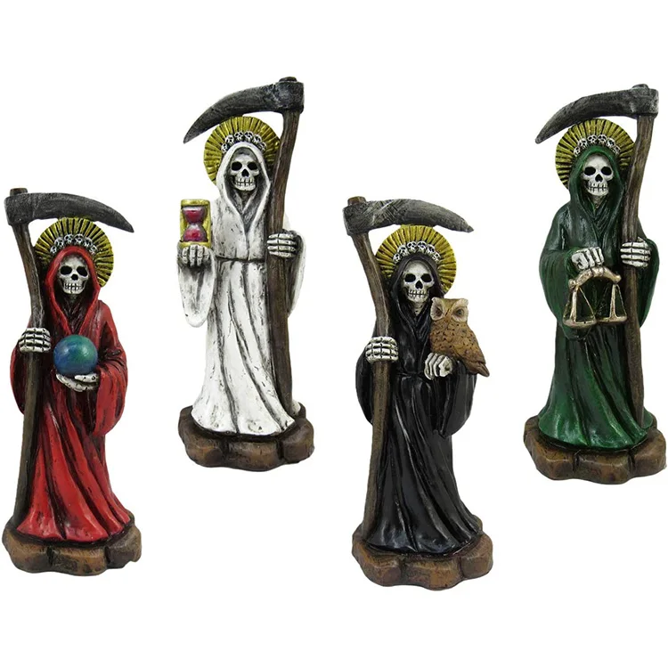 Factory Custom Resin Mini Holy Death Santa Muerte Standing Religious Statue for Home Office Decorations Grim Reaper Figurine