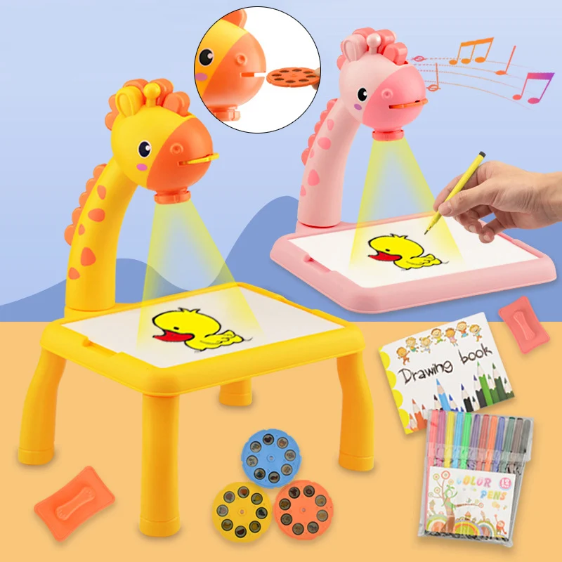 Jumon Cartoon Lcd Drawing Board Table Pad Painting Writing Tablet Typing Board Zeichenbr Sketch Projector Kids Art Drawing