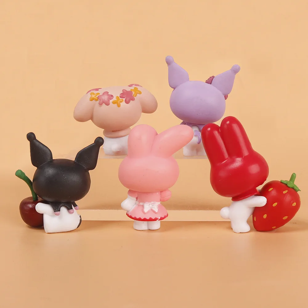 5pcs/set Sweet Dessert Cherry Kulomi Strawberry Cartoon Fruit Series Ornaments Exquisite Cake Decoration