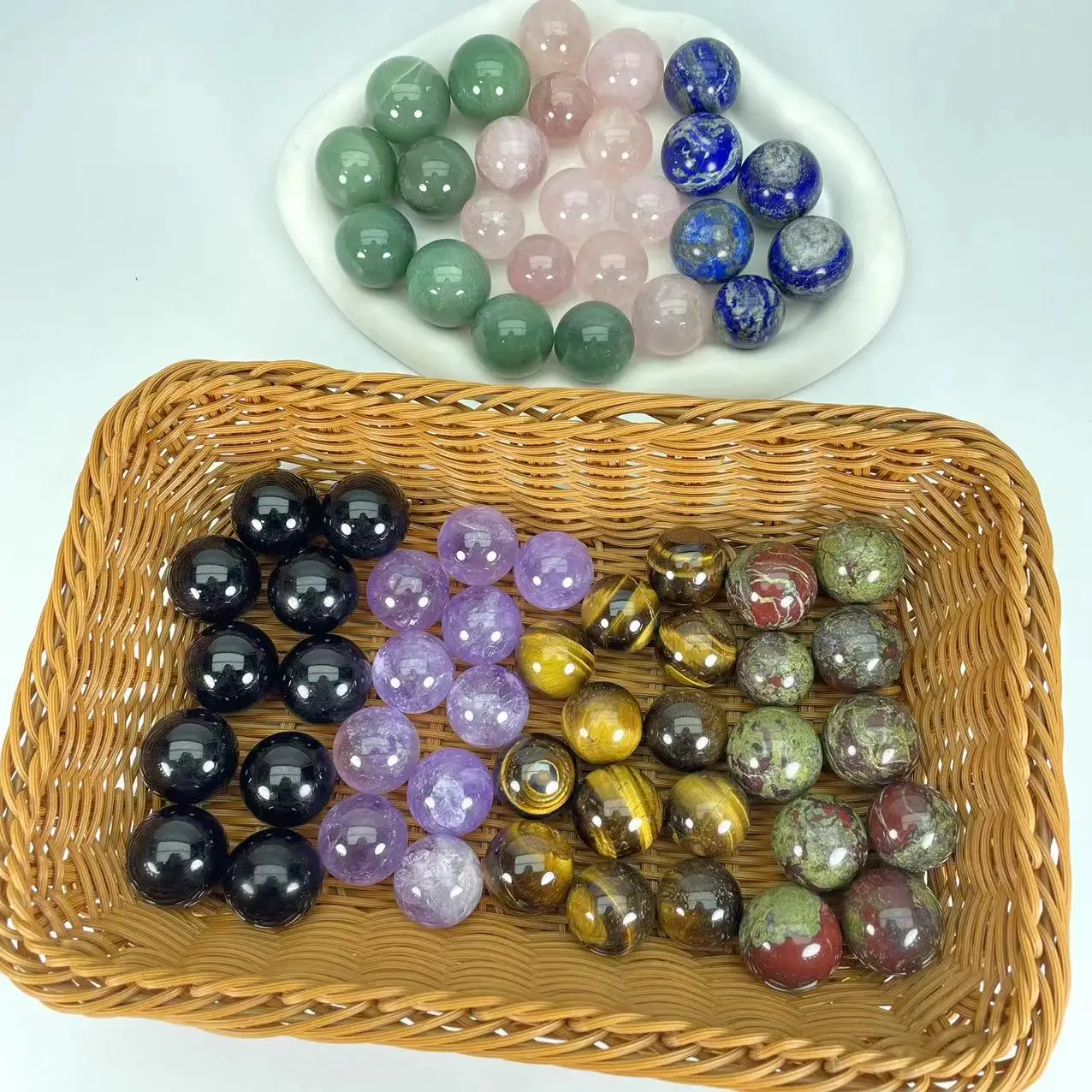 wholesale price spiritual natural 28mm rock amethyst citrine quartz crystal sphere healing stone 7 chakra crystal meditation