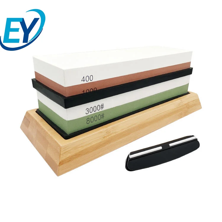 Double Sided Whetstone 400/1000 and 3000/8000 Professional Manual Natural Sharpener Stone with Non-Slip Base