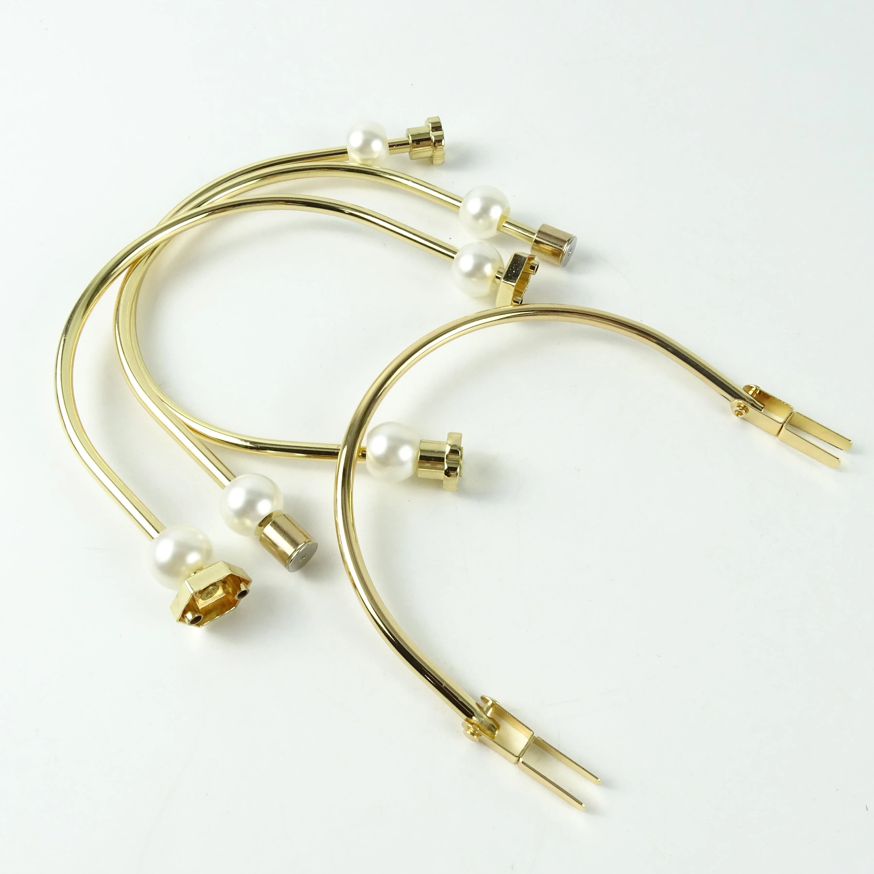 Metal Bag Handles for Handbag Shoulder Bag Strap with Pearl Handle Bag Sewing Accessories for Handbags