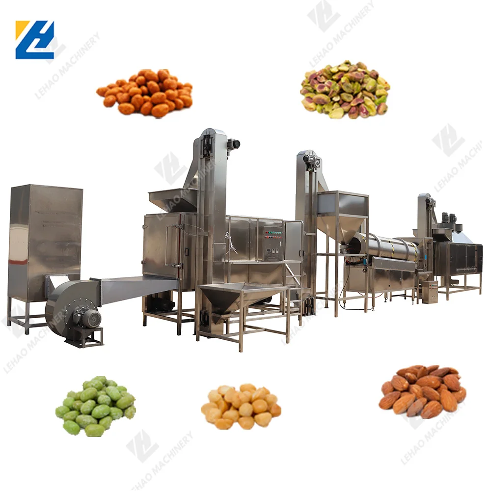 Industrial automatic cashew nuts mixing and roasting machine salted raw nuts roasters snacks seasoning processing equipment