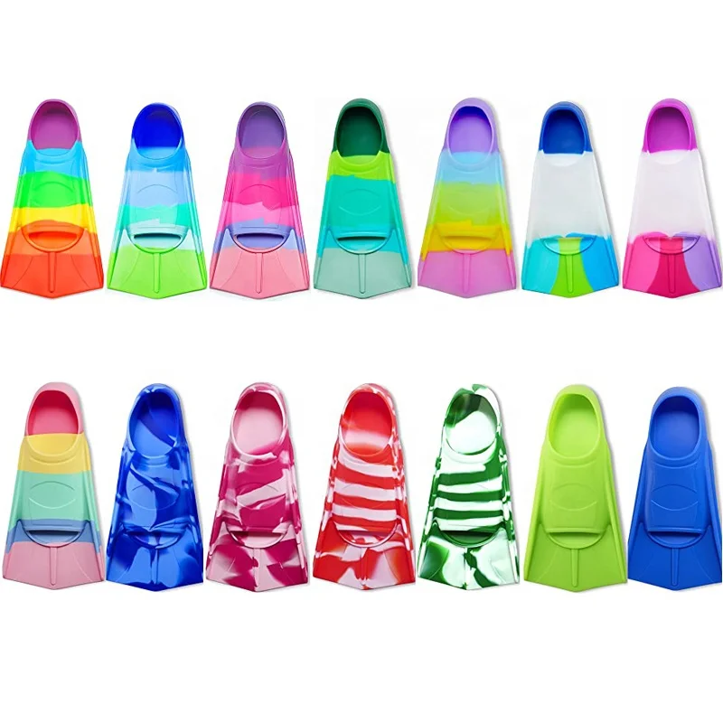 Wholesale Adult Kids Scuba Snorkel Short Soft Silicone Freediving Flippers Training Fins Swimming Diving Fins