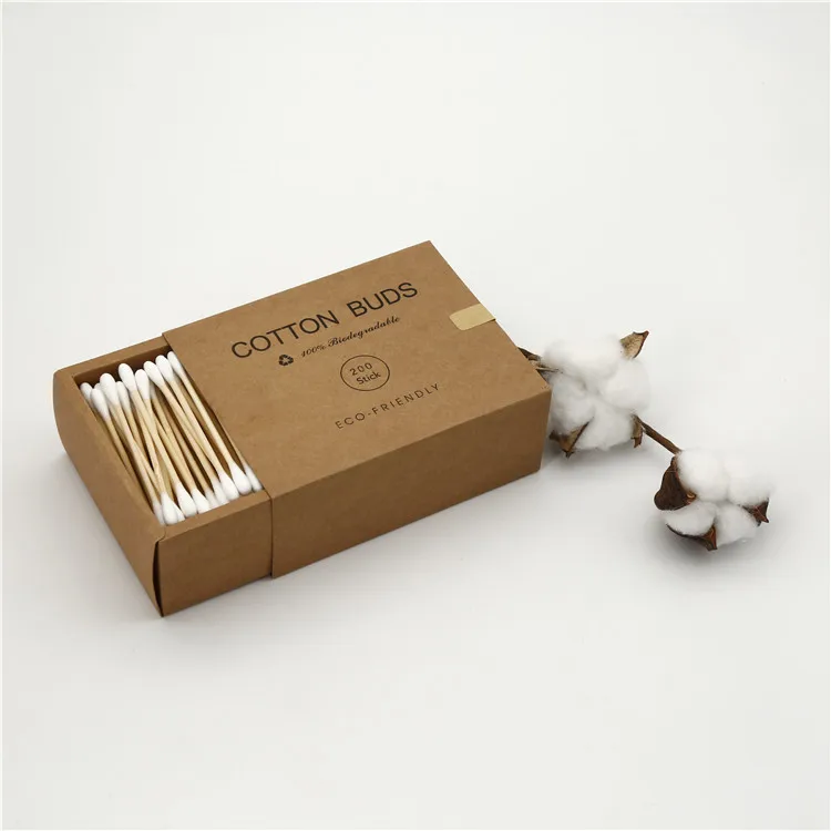 200pcs eco friendly baby bamboo stick cotton swab ear cleaning cotton buds