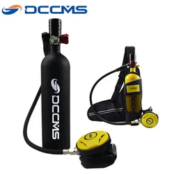 DCCMS 1L Scuba Tank Diving Oxygen Tank Underwater Respirator Diving Cylinder Breathing Apparatus Inflator Pump Snorkeling Device