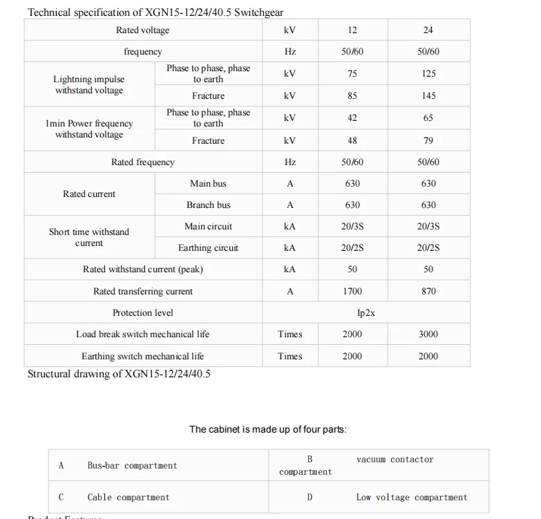Factory direct selling high quality Ring Main Unit XGN15-12 12kv Sf6 AC Metal-Enclosed  HV Switchgear