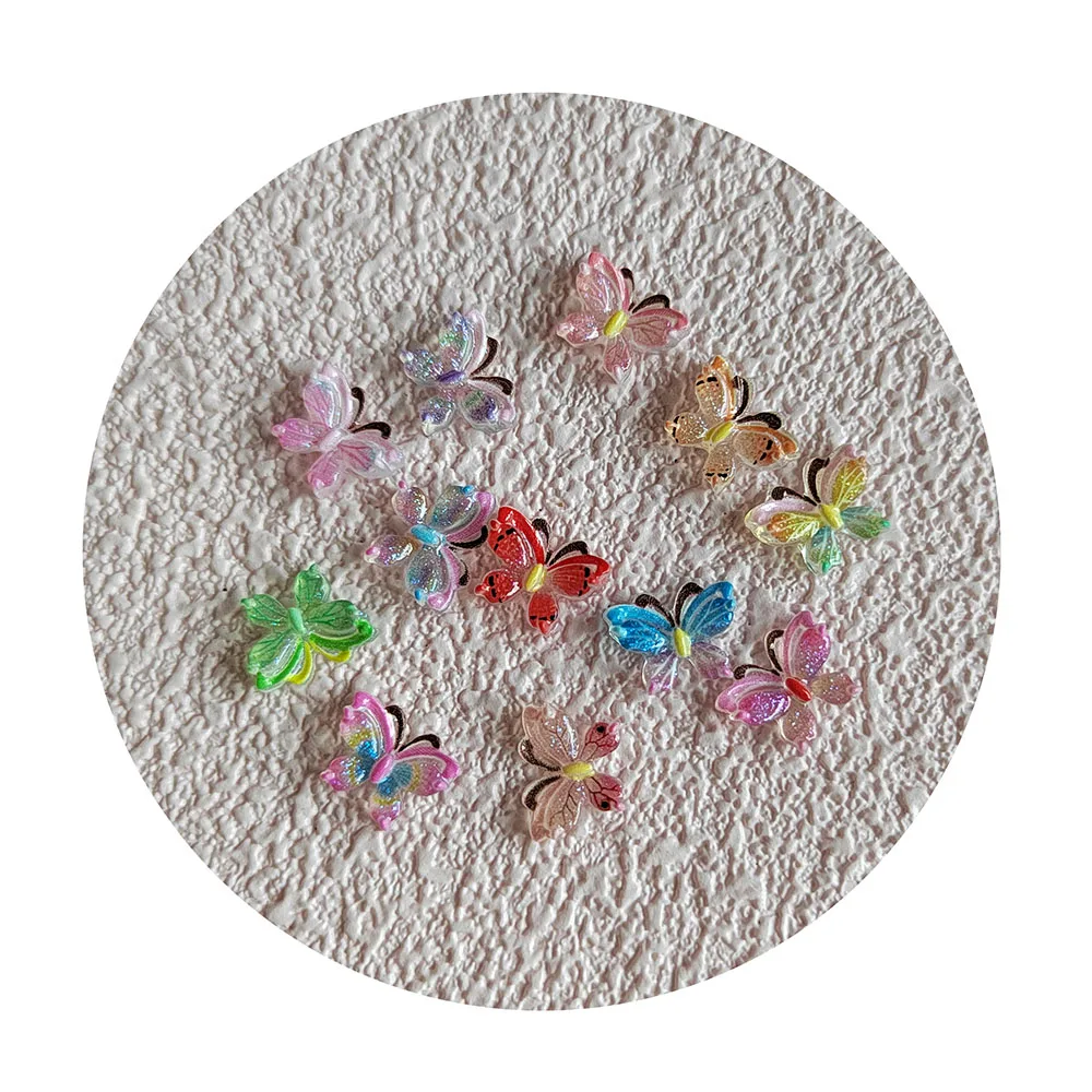 Mini Aurora Glitter Colorful 3D Resin Butterfly Cabochon Resin Filiings for DIY Epoxy Resin Mold Crafts Nail Art Fillers