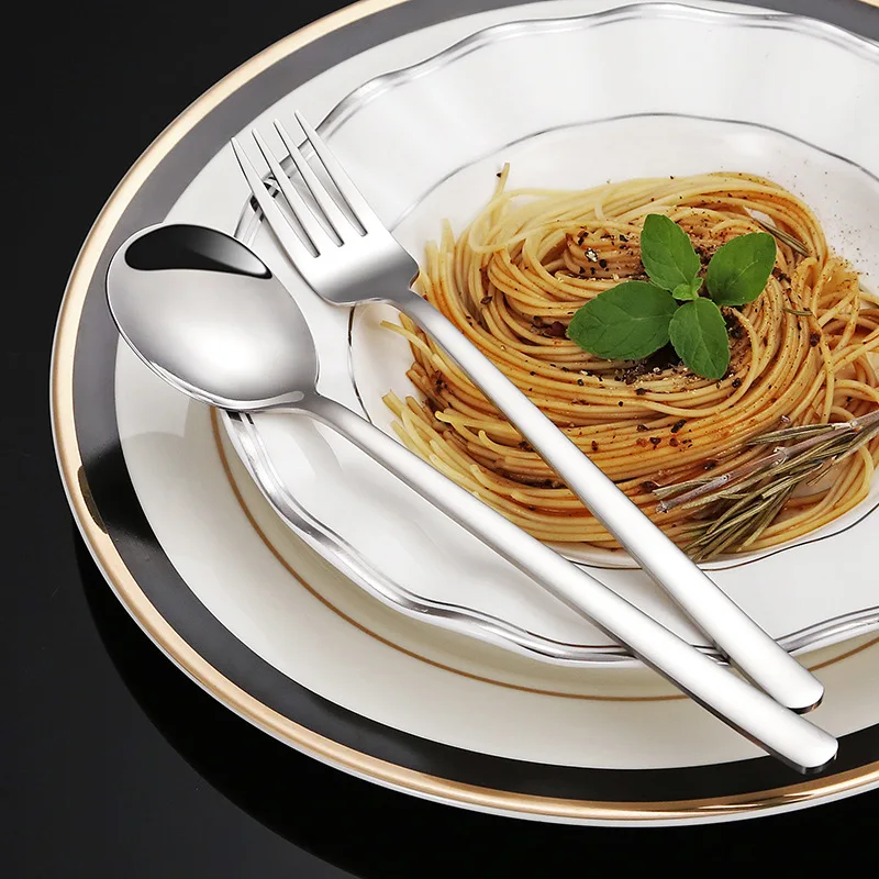 304 stainless steel spoon household dinner long handle dessert spoon fork coffee stirring spoon stainless steel tableware