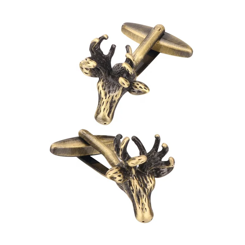 SAVOYSHI Vintage Bronze deer Cufflinks for Mens High quality Metal Shirt Cuff links Brand Jewelry Support customization