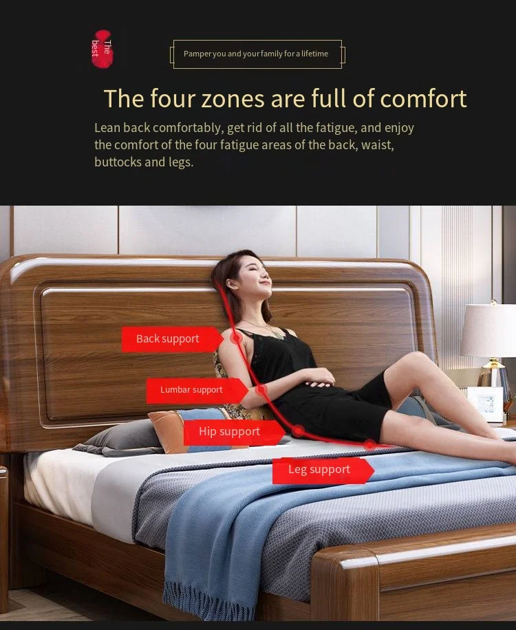 Walnut Chinese Style Solid Wood Bed Modern Minimalist Double Bed Bedroom Furniture king Bed