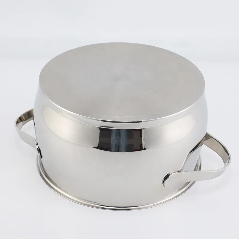 Factory 6Pcs Kitchen Cookware Set Stainless Steel Double Handle Belly Shape Soup Cooking Pot Casserole Set with capsuled bottom