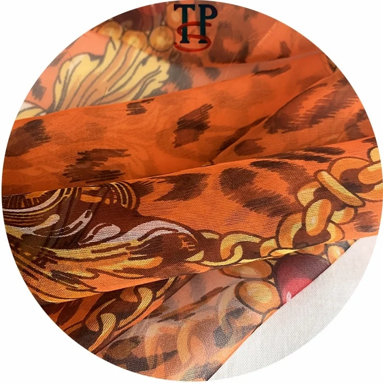 Chiffon silk fabric 6mm 8mm printed chiffon fabric scarf For dress  sleepwear