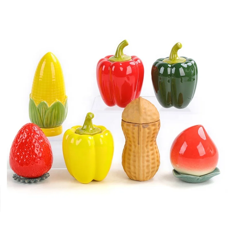 Eco-friendly peach persimmon pepper tea can ceramic moisture-proof storage tank tea packaging box porcelain storage sealed jug