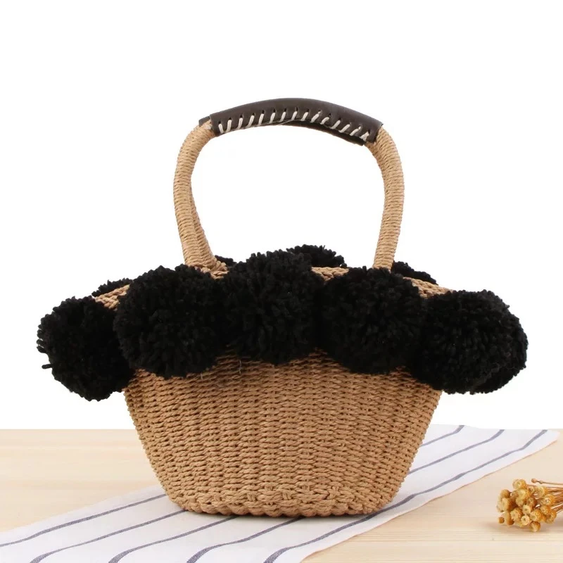 New Arrivals Wholesale Women Summer Natural Raffia Straw Bag Straw Ladies Summer Beach Tote Shoulder Purse Handmade Rattan Bag