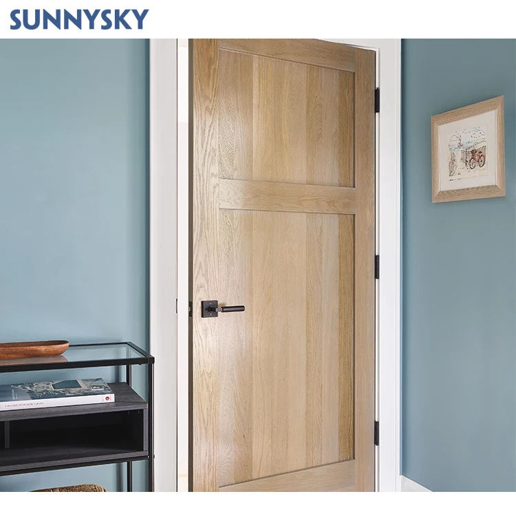 Sunnysky Wholesale Supplier Factory Modern White Double Wooden Door Bedroom Room Interior Door Panel Wooden Door