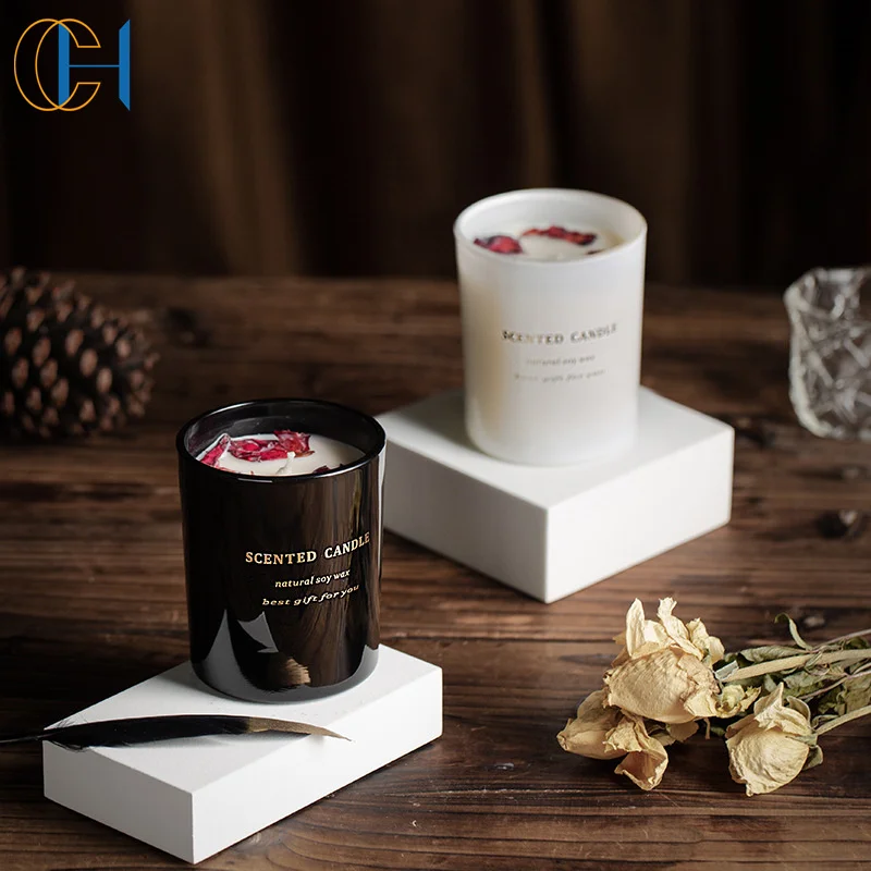 C&H Simply Matte Black Color Natural Vegan Soy Wax Scented Candle Set