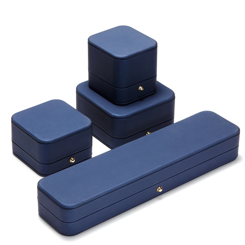 professional pendant box private label luxury brand touching PU leather hot foil custom logo ring box