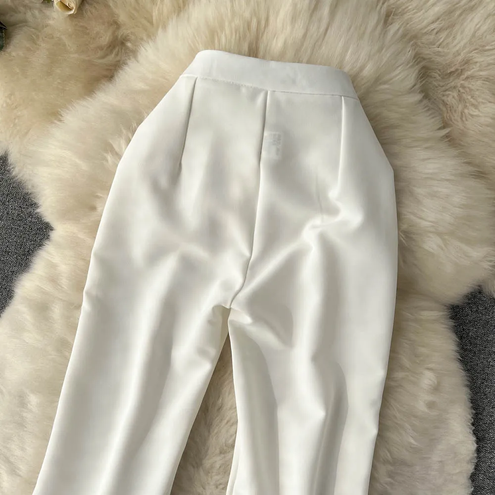 Irregular stitching flared pants female design sense niche high waist slim slim straight tube casual wide leg pants