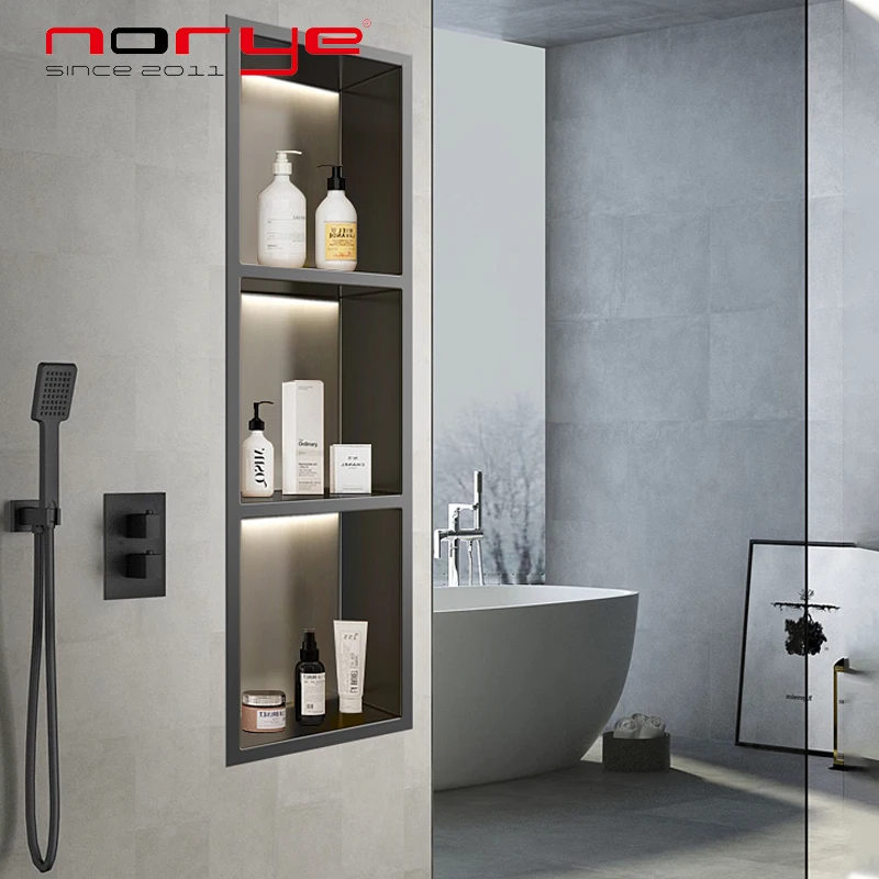 waterproof shower niches Embedded Bathroom Metal Shelf Closet Living Room Storage Niche