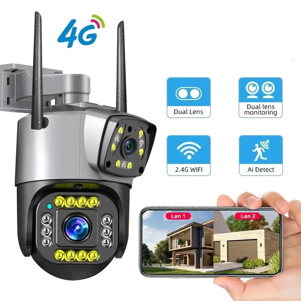 V380 dual screen wireless monitor for outdoor and home use 360 degree connection with mobile phone dual camera, 4G