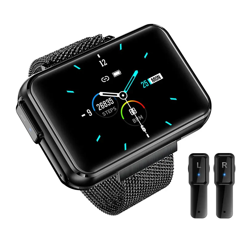  2 в 1 на открытом воздухе музыка фитнес спортивных мероприятий Смарт-часы с наушники-вкладыши tws наушники смарт-телефон bt вызова t91