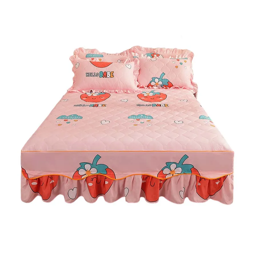 Girl heart bed skirt princess wind lotus lace skirt decorative sheet cross-border plain bedding