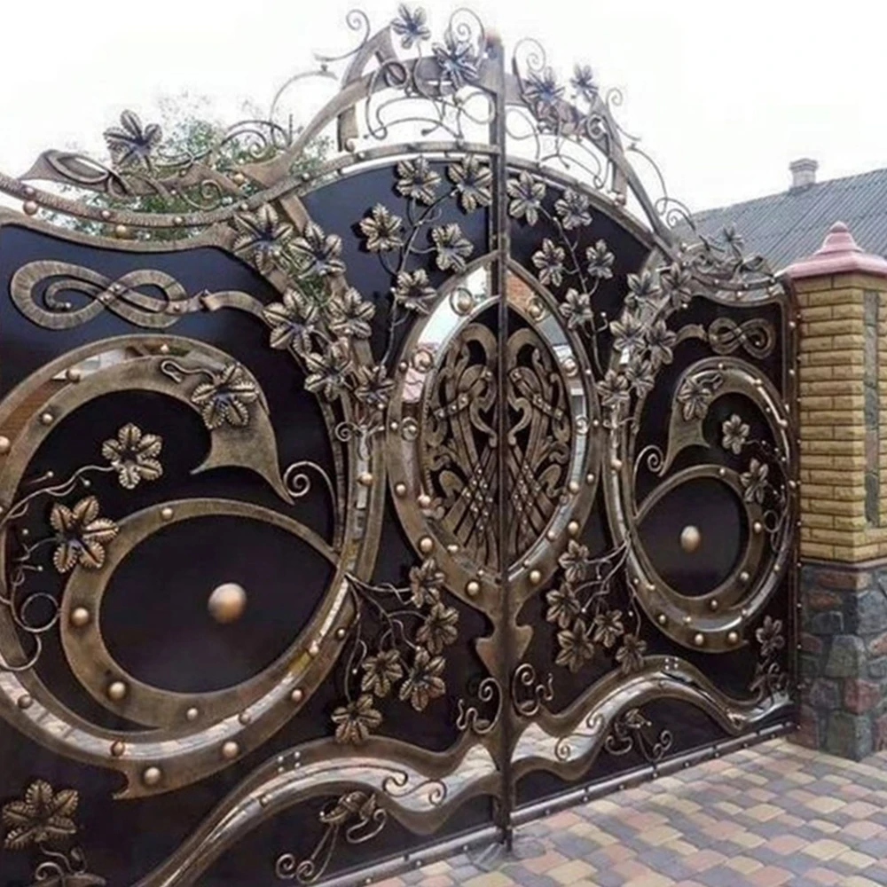 Высокое качество производитель Королевский красивый дизайн для дома наружная дверь главные оцинкованные кованые железные ворота