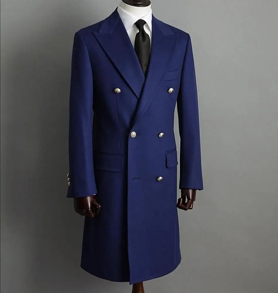 2019 Best Selling Fashionable Factory Price Luxury Classic Navy Blue Cashmere Coat Men Cashmere Coat For Men
